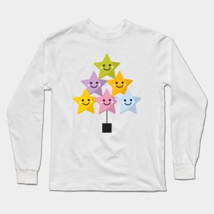 Kawaii Stars Cute Christmas Tree Long Sleeve T-Shirt